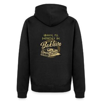 Griechische Mythologie und Griechisches Essen - Unisex Premium Bio Zip Hoodie - Schwarz - Hinten - Nico (187cm)