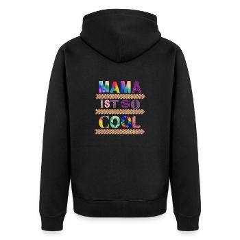 Ist so super, wenn man die coolste Mama der Welt - Unisex Premium Bio Zip Hoodie - Schwarz - Hinten - Nico (187cm)