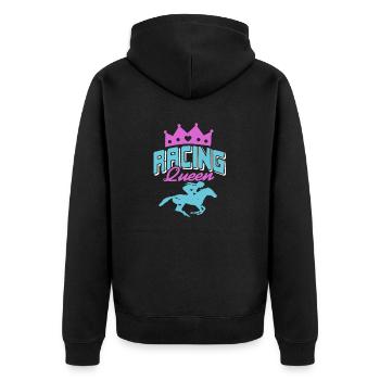 Racing Queen Awesome Retro Horse Racing Lover - Unisex Premium Organic Zip Hoodie - black - Back - Nico (187cm)