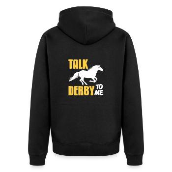 Talk Derby To Me Retro Funny Horse Racing Lover - Unisex Premium Organic Zip Hoodie - black - Back - Nico (187cm)