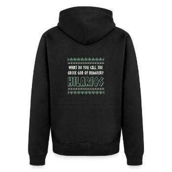 Antike Griechisches Mythologie Griechischer Gott - Unisex Premium Bio Zip Hoodie - Schwarz - Hinten - Nico (187cm)