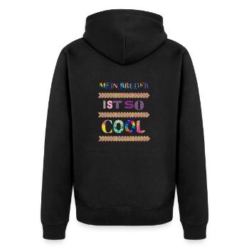 Ist so super wenn man den coolsten Bruder der Welt - Unisex Premium Bio Zip Hoodie - Schwarz - Hinten - Nico (187cm)