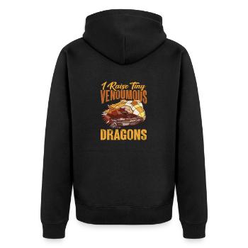 Bartagame Eidechse Reptil Herpetologe - Unisex Premium Bio Zip Hoodie - Schwarz - Hinten - Nico (187cm)