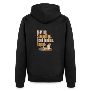 Bartagame Eidechse Reptil Herpetologe - Unisex Premium Bio Zip Hoodie - Schwarz - Hinten - Nico (187cm)