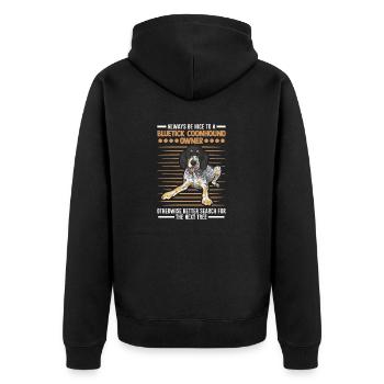 Bluetick Coonhound Gift Funny Saying - Unisex Premium Organic Zip Hoodie - black - Back - Nico (187cm)