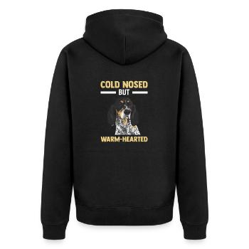 Bluetick Coonhound Gift Funny Saying - Unisex Premium Organic Zip Hoodie - black - Back - Nico (187cm)