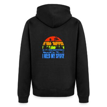 Retro Vintage I Need My Space Astronomy Design - Unisex Premium Bio Zip Hoodie - Schwarz - Hinten - Nico (187cm)