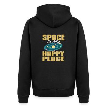 Space Is My Happy Place Cool Retro Astronomy Lover - Unisex Premium Bio Zip Hoodie - Schwarz - Hinten - Nico (187cm)