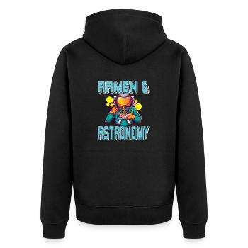 Ramen & Astronomy Retro Ramen Lover Designs - Unisex Premium Organic Zip Hoodie - black - Back - Nico (187cm)