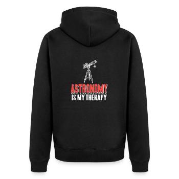 Astronomy Is My Therapy Awesome Retro Astronomer - Unisex Premium Bio Zip Hoodie - Schwarz - Hinten - Nico (187cm)