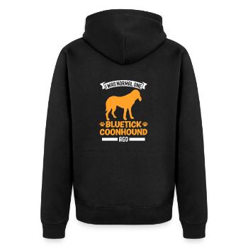 Bluetick Coonhound Gift Funny Saying - Unisex Premium Organic Zip Hoodie - black - Back - Nico (187cm)