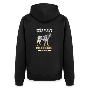 Bluetick Coonhound Gift Funny Saying - Unisex Premium Organic Zip Hoodie - black - Back - Nico (187cm)