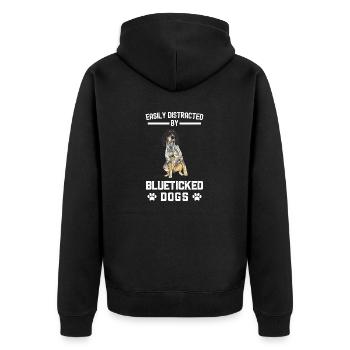 Bluetick Coonhound Gift Funny Saying - Unisex Premium Organic Zip Hoodie - black - Back - Nico (187cm)