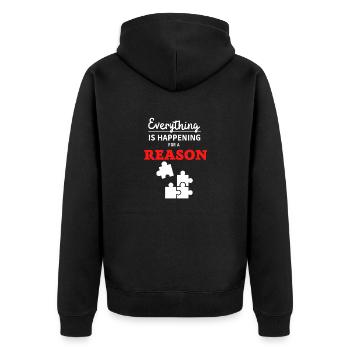 Everything is happening for a reason 3 - Unisex Premium Bio Zip Hoodie - Schwarz - Hinten - Nico (187cm)
