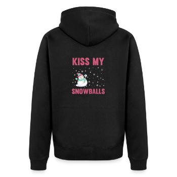 Kiss My Snowballs - Unisex Premium Organic Zip Hoodie - black - Back - Nico (187cm)