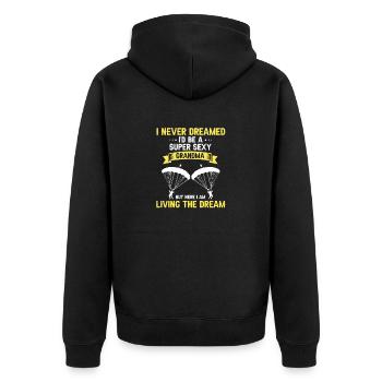 Never Dreamed I'd Be A Super Sexy GRANDMA Skydiver - Unisex Premium Bio Zip Hoodie - Schwarz - Hinten - Nico (187cm)