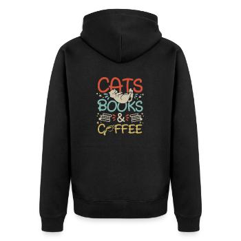 Les amateurs de livres de chats lisent des livres - Veste à capuche bio Premium Unisexe - noir - Dos - Nico (187cm)