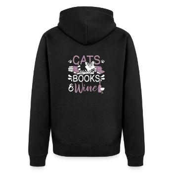 Les amateurs de livres de chats lisent des livres - Veste à capuche bio Premium Unisexe - noir - Dos - Nico (187cm)