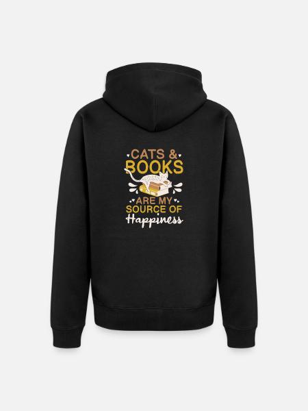 Cat Book Lovers Read Books - Unisex Premium Organic Zip Hoodie - black