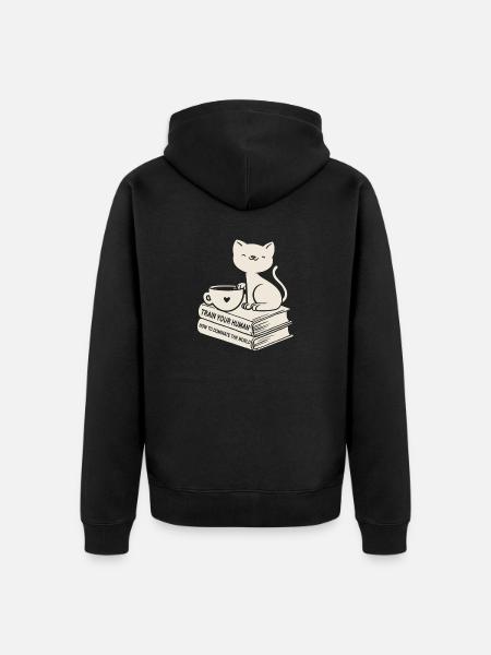 Cat Book Lovers Read Books - Unisex Premium Organic Zip Hoodie - black