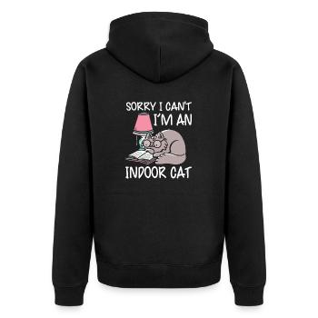 Katze Buchliebhaber Bücher Lesen - Unisex Premium Bio Zip Hoodie - Schwarz - Hinten - Nico (187cm)