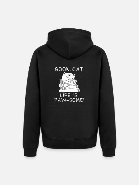 Cat Book Lovers Read Books - Unisex Premium Organic Zip Hoodie - black