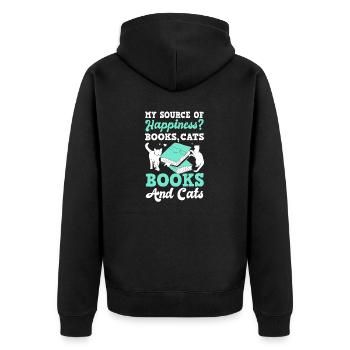 Les amateurs de livres de chats lisent des livres - Veste à capuche bio Premium Unisexe - noir - Dos - Nico (187cm)