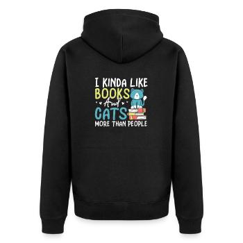 Les amateurs de livres de chats lisent des livres - Veste à capuche bio Premium Unisexe - noir - Dos - Nico (187cm)