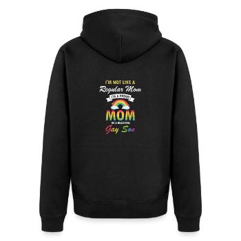 I'm Not A Regular MOM I'm A Proud Mom Of A Gay Son - Unisex Premium Bio Zip Hoodie - Schwarz - Hinten - Nico (187cm)