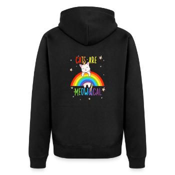 Chats mignons Licorne Rainbow Cat Propriétaire de chat - Veste à capuche bio Premium Unisexe - noir - Dos - Nico (187cm)