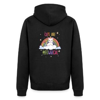 Cute Cats Rainbow Motif for Cat Fans - Unisex Premium Organic Zip Hoodie - black - Back - Nico (187cm)
