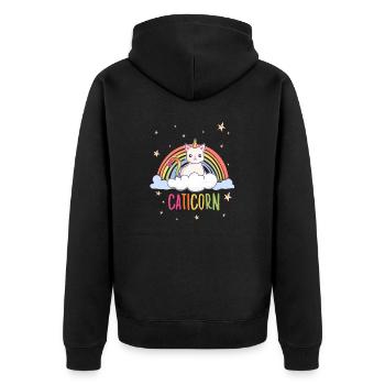 Mignons Chats Licorne Motif Chats Arc-en-ciel - Veste à capuche bio Premium Unisexe - noir - Dos - Nico (187cm)