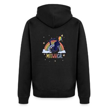 Meowgical Cat Saying for Cats Fans Rainbow - Unisex Premium Organic Zip Hoodie - black - Back - Nico (187cm)