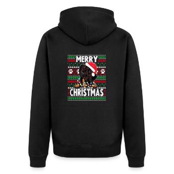 Süßer Hundepyjama - Dackel Hund Liebhaber Weihnachten - Unisex Premium Bio Zip Hoodie - Schwarz - Hinten - Nico (187cm)