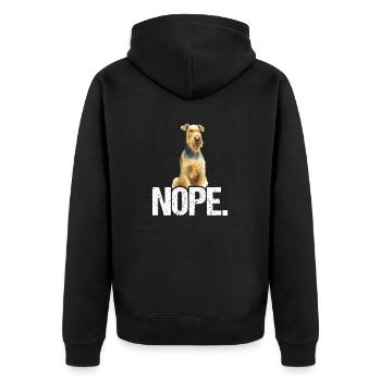 Airedale Terrier Hund - Unisex Premium Bio Zip Hoodie - Schwarz - Hinten - Nico (187cm)