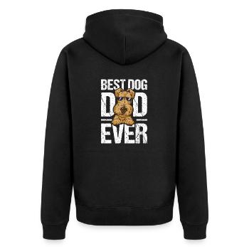 Airedale Terrier Hund - Unisex Premium Bio Zip Hoodie - Schwarz - Hinten - Nico (187cm)
