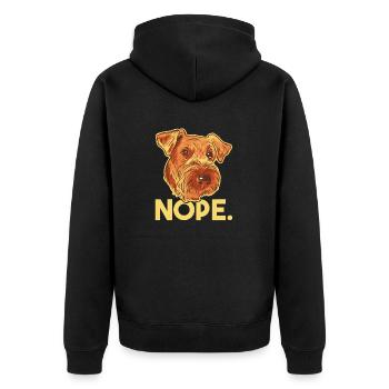 Airedale Terrier Hund - Unisex Premium Bio Zip Hoodie - Schwarz - Hinten - Nico (187cm)