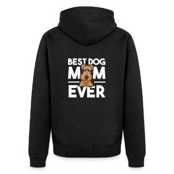 Airedale Terrier Hund - Unisex Premium Bio Zip Hoodie - Schwarz - Hinten - Nico (187cm)