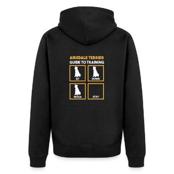 Airedale Terrier Hund - Unisex Premium Bio Zip Hoodie - Schwarz - Hinten - Nico (187cm)