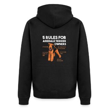 Airedale Terrier Hund - Unisex Premium Bio Zip Hoodie - Schwarz - Hinten - Nico (187cm)