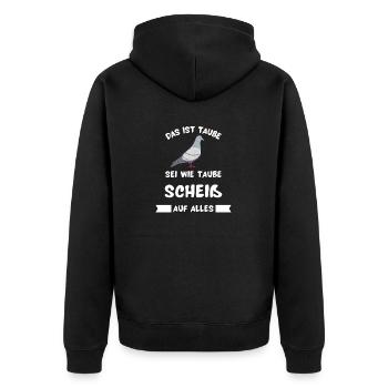 Das ist Taube T-Shirt mit lustigem Spruch - Unisex Premium Bio Zip Hoodie - Schwarz - Hinten - Nico (187cm)