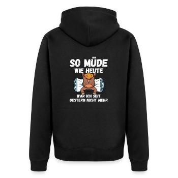 So müde wie heute war ich gestern nicht Pferd Fun - Unisex Premium Bio Zip Hoodie - Schwarz - Hinten - Nico (187cm)
