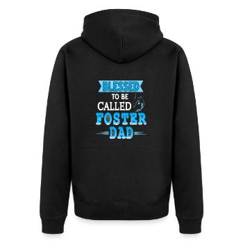 Blessed To Be Called Foster Dad Retro Awesome - Unisex Premium Bio Zip Hoodie - Schwarz - Hinten - Nico (187cm)