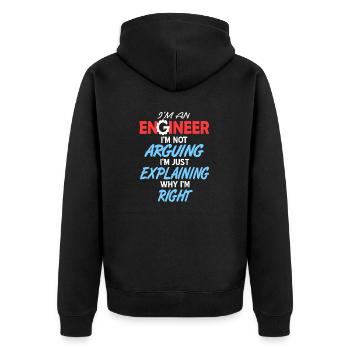 I'm Not Arguing Just Explaining Funny Engineer - Unisex Premium Bio Zip Hoodie - Schwarz - Hinten - Nico (187cm)