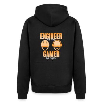 Retro Engineer By Day Gamer By Night Retro Present - Unisex Premium Bio Zip Hoodie - Schwarz - Hinten - Nico (187cm)