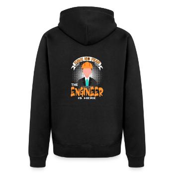 Have No Fear The Engineer Is Here Awesome Cool - Unisex Premium Bio Zip Hoodie - Schwarz - Hinten - Nico (187cm)