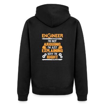 Just Explaining Why I'm Right Funny Engineer - Unisex Premium Bio Zip Hoodie - Schwarz - Hinten - Nico (187cm)