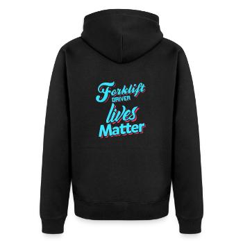Forklift Driver Lives Matter Awesome T-Shirt - Unisex Premium Bio Zip Hoodie - Schwarz - Hinten - Nico (187cm)