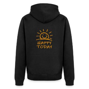 HAPPY TODAY | Happy Today | Good mood - Unisex Premium Organic Zip Hoodie - black - Back - Nico (187cm)