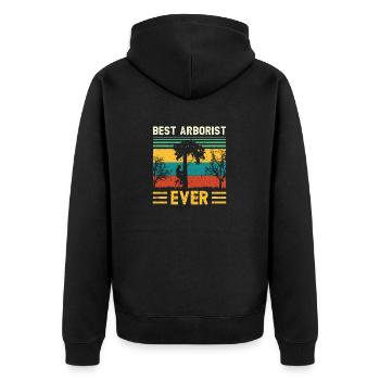Baumkletterer Arborist Holzfäller Baumpfleger - Unisex Premium Bio Zip Hoodie - Schwarz - Hinten - Nico (187cm)